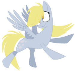 Size: 763x723 | Tagged: safe, artist:xenon, derpy hooves, pegasus, pony, g4, female, flying, mare, ms paint, simple background, solo, spread wings, white background, windswept mane, wings