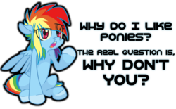 Size: 700x435 | Tagged: safe, artist:xenon, rainbow dash, pegasus, pony, g4, dialogue, eye clipping through hair, female, mare, open mouth, raised hoof, simple background, sitting, solo, transparent background