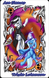 Size: 1219x1920 | Tagged: safe, artist:da-goddamn-batguy, trixie, oc, oc:ace sleeves, pony, g4, bipedal, magic