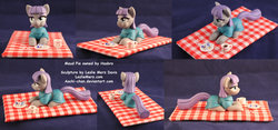 Size: 1600x747 | Tagged: safe, artist:aachi-chan, maud pie, earth pony, pony, g4, chewing, mug, picnic, picnic blanket, rock, sculpture