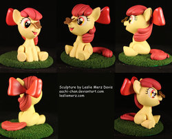 Size: 1280x1034 | Tagged: safe, artist:aachi-chan, apple bloom, butterfly, earth pony, pony, g4, adorabloom, cute, sculpture