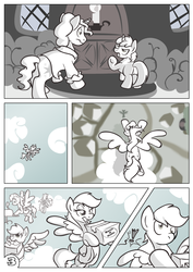 Size: 877x1240 | Tagged: safe, artist:rannva, derpy hooves, dinky hooves, ponet, pegasus, pony, g4, comic, female, grayscale, high hopes, mare, monochrome