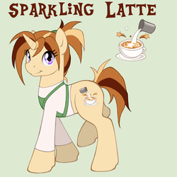 Size: 1000x1000 | Tagged: safe, artist:clemikou, oc, oc only, oc:sparkling latte, pony, unicorn, barista, solo