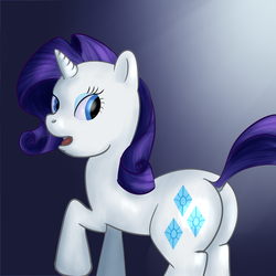 Size: 2000x2000 | Tagged: safe, artist:ponyway, rarity, g4, butt, dock, female, high res, looking at you, looking back, open mouth, plot, raised hoof, solo
