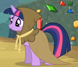 Size: 449x389 | Tagged: safe, screencap, clover the clever, twilight sparkle, pony, unicorn, hearth's warming eve (episode), clothes, costume, cropped, female, hearth's warming eve, mare, outfit catalog, solo
