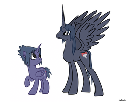 Size: 851x684 | Tagged: safe, artist:tehbiz, alicorn, pony, brothers, eye contact, frown, looking back, naruto, ponified, raised hoof, simple background, smiling, spread wings, uchiha itachi, uchiha sasuke, white background