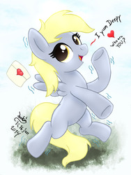 Size: 900x1200 | Tagged: safe, artist:joakaha, derpy hooves, pony, g4, female, filly, mail, solo