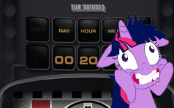 Size: 900x563 | Tagged: safe, twilight sparkle, g4, lesson zero, clock is ticking, expiration date, female, love & war update, solo, team fortress 2, twilight snapple