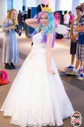 Size: 641x960 | Tagged: safe, artist:lochlan o'neil, princess celestia, human, g4, convention, cosplay, fan expo denver, irl, irl human, photo, solo
