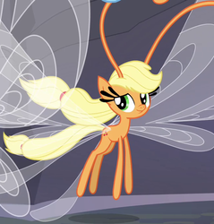 Size: 656x687 | Tagged: safe, screencap, applejack, breezie, g4, it ain't easy being breezies, applebreezie, breeziefied, female, flying, outfit catalog, solo, species swap