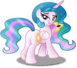 Size: 1280x1139 | Tagged: safe, artist:aleximusprime, princess celestia, alicorn, pony, g4, bedroom eyes, butt, female, mouth hold, plot, simple background, solo, sunbutt, transparent background