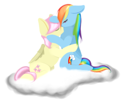 Size: 1581x1289 | Tagged: safe, artist:lucky-jacky, fluttershy, rainbow dash, g4, butterscotch, female, floppy ears, half r63 shipping, male, rule 63, ship:butterdash, shipping, straight