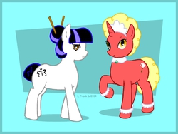 Size: 800x600 | Tagged: safe, artist:wom-bat, oc, oc only, earth pony, pony, unicorn, clothes, female, maid, neighponese