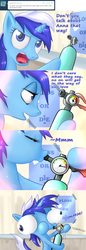 Size: 1000x2921 | Tagged: safe, artist:dazko, minuette, pony, unicorn, ask doctor colgate, g4, ask, comic, dialogue, female, gas tank, inflated head, inflation, kissing, laughing gas, solo, stupidity, tumblr