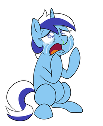 Size: 743x900 | Tagged: safe, artist:midnight-wizard, minuette, pony, unicorn, g4, crying, female, open mouth, runny nose, sad, sitting, snot, solo