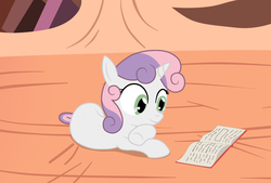 Size: 1357x916 | Tagged: safe, artist:birdco, sweetie belle, g4, female, lying, reading, solo