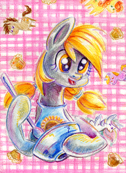 Size: 600x821 | Tagged: safe, artist:maytee, carrot top, derpy hooves, dinky hooves, doctor whooves, golden harvest, time turner, pegasus, pony, g4, cute, cutie top, female, mare, traditional art