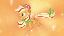 Size: 1280x720 | Tagged: safe, screencap, applejack, g4, twilight's kingdom, female, outfit catalog, rainbow power, rainbow power-ified, solo