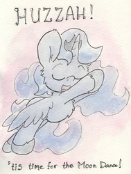 Size: 962x1271 | Tagged: safe, artist:slightlyshade, princess luna, g4, cute, female, filly, solo, traditional art, weapons-grade cute, woona