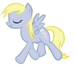 Size: 570x502 | Tagged: safe, artist:paleosteno, artist:sirponylancelot, derpy hooves, pegasus, pony, g4, animated, eyes closed, female, scrunchy face, simple background, smiling, solo, transparent background, trotting, walking, wavy mouth