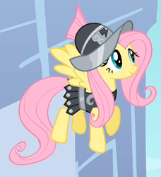 Size: 419x460 | Tagged: safe, screencap, fluttershy, private pansy, pegasus, pony, g4, hearth's warming eve (episode), season 2, clothes, costume, female, flying, hat, hearth's warming eve, mare, outfit catalog, smiling, solo, spread wings, wings