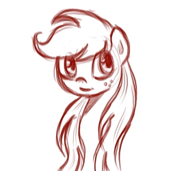 Size: 800x800 | Tagged: safe, artist:golden-redhead, applejack, g4, doodle, female, loose hair, monochrome, smiling, solo