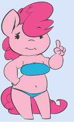 Size: 243x400 | Tagged: safe, artist:atryl, pinkie pie, earth pony, anthro, unguligrade anthro, g4, animated, bandeau, belly button, chubby, clothes, female, panties, sassy, solo, underwear