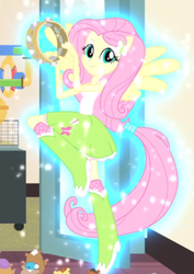 Size: 354x500 | Tagged: safe, screencap, fluttershy, hamster, equestria girls, g4, hamstocalypse now, my little pony equestria girls: rainbow rocks, boots, clothes, cute, female, hamster habitat, musical instrument, ponied up, pony ears, ponytail, shyabetes, skirt, socks, solo, tambourine, wings