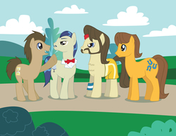 Size: 3300x2550 | Tagged: safe, artist:inspectornills, ace point, caramel, doctor whooves, horte cuisine, savoir fare, time turner, g4, facial hair, high res, male, moustache