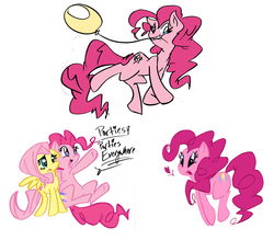 Size: 1297x1134 | Tagged: safe, artist:bwingbwing, fluttershy, pinkie pie, g4, balloon, cute, dialogue, diapinkes, doodles, heart