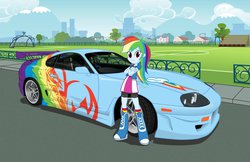 Size: 1111x719 | Tagged: safe, artist:starbolt-81, rainbow dash, equestria girls, g4, car, female, jza80, solo, toyota, toyota supra