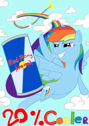 Size: 2480x3507 | Tagged: safe, artist:cladz, rainbow dash, g4, 20% cooler, energy drink, female, high res, product placement, red bull, solo