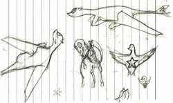 Size: 2002x1193 | Tagged: safe, artist:ponescribbles, oc, oc only, original species, plane pony, pony, b-1b lancer, bomber, cutie mark, grim reaper, lined paper, monochrome, plane, sketch, traditional art, tu-160