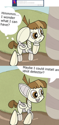 Size: 1200x2532 | Tagged: safe, artist:fillerartist, featherweight, robot, g4, ask, comic, featherbot, featherbot answers, male, roboticization, solo, speech bubble, tumblr