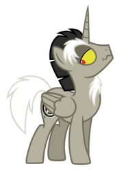 Size: 2601x3530 | Tagged: safe, artist:estories, discord, alicorn, pony, g4, :t, bedroom eyes, high res, male, ponified, pony discord, scrunchy face, simple background, smiling, solo, transparent background, vector, wavy mouth