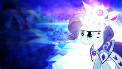 Size: 1920x1080 | Tagged: safe, artist:amoagtasaloquendo, artist:parclytaxel, princess platinum, rarity, pony, unicorn, g4, cape, clothes, costume, crown, female, lens flare, mare, solo, vector, wallpaper