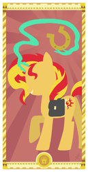 Size: 400x775 | Tagged: safe, artist:janeesper, sunset shimmer, pony, unicorn, g4, female, horseshoes, minimalist, queen of batons, queen of clubs, solo, tarot card