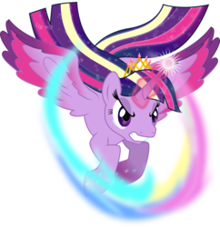 Size: 6292x6500 | Tagged: safe, artist:theshadowstone, twilight sparkle, alicorn, pony, g4, twilight's kingdom, absurd resolution, female, glowing horn, hoers, horn, mare, older, rainbow power, simple background, solo, transparent background, twilight sparkle (alicorn)