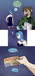 Size: 1280x2794 | Tagged: safe, artist:7nights, princess luna, human, ask human luna, g4, ask, clothes, comic, dress, humanized, s1 luna, socks, stockings, thigh highs, tumblr