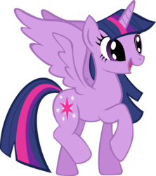 Size: 2800x3155 | Tagged: safe, artist:theshadowstone, twilight sparkle, alicorn, pony, g4, female, high res, mare, raised hoof, simple background, solo, spread wings, transparent background, twilight sparkle (alicorn), wings