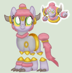 Size: 640x652 | Tagged: safe, artist:lunar-adopts, hoopa, adoptable, animated, base used, pokémon, ponified, solo