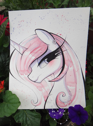 Size: 900x1215 | Tagged: safe, artist:prettypinkpony, fleur-de-lis, pony, unicorn, g4, female, long eyelashes, portrait, profile, solo, traditional art