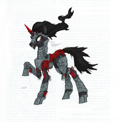 Size: 1024x1035 | Tagged: safe, artist:sethhm, king sombra, pony, unicorn, g4, armor, dark souls, male, solo