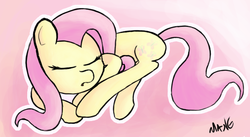 Size: 624x341 | Tagged: safe, artist:mang, fluttershy, g4, cute, female, sleeping, solo