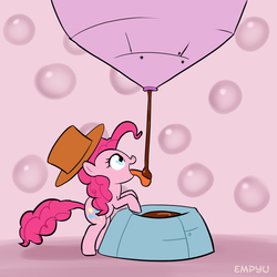 Size: 1000x1000 | Tagged: safe, artist:empyu, pinkie pie, g4, chocolate, female, roald dahl, solo, that pony sure does love chocolate, willy wonka, willy wonka and the chocolate factory