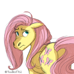 Size: 900x900 | Tagged: safe, artist:toodles3702, fluttershy, g4, colored sketch, female, hoers, realistic, solo