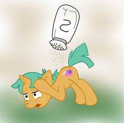 Size: 1645x1629 | Tagged: safe, artist:tuliothepillbug, snails, pony, unicorn, g4, abuse, colt, joke, male, salt, snailbuse, solo