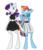 Size: 2637x3068 | Tagged: safe, artist:heeeeresizzy, rainbow dash, rarity, pegasus, unicorn, semi-anthro, g4, clothes, dress, female, high res, horn, lesbian, ship:raridash, shipping, simple background, transparent background