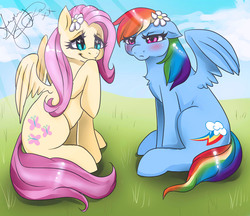 Size: 1321x1142 | Tagged: safe, artist:fur-what-loo, fluttershy, rainbow dash, g4, duo