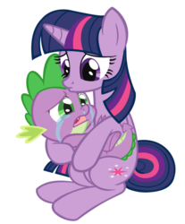 Size: 600x725 | Tagged: safe, artist:queencold, spike, twilight sparkle, dragon, pony, g4, comforting, crying, holding, mama twilight, pouting, sad, simple background, snot, transparent background, vector